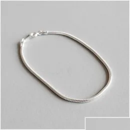 Charms Sier 100 925 Sterling Armband Bangle 2mm Snake Chain Armband för kvinnor Pseira Feminina 16cm Drop Leverans smycken Fine DHBWR Dheiy