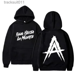 Homens camisetas Anuel AA Álbum Real Hasta La Erte Hoodies Homens / Mulheres Hip Hop Hoodie Inverno Tops Long Sle Harajuku Sudaderas Primavera Outono L231208