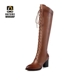 Boots Nature عبادة الموضة نساء أحذية طويلة عالية الركب بالإضافة إلى الأحذية الحجم أحذية أصلية من الجلد الرمز البريدي أفخم من بين الأزياء العالية الكعب 231207