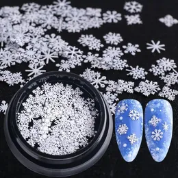 Nagelkonstdekorationer 1Jar Mix Snowflakes Nail Glitter paljetter Hollowout Nail Arts Paillette Christmas White Snow Flakes Xmas Spangles Nail Supplies 231207