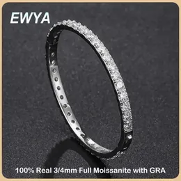 체인 Ewya Sparkling D 컬러 3/4mm Full Tennis Bracelet Ballle for Women 925 Silver Plated 18K 다이아몬드 링크 체인 브레이슬릿 231208