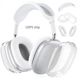 new For Airpods Max Earphones Accessories Transparent TPU Solid Silicone Waterproof Protective case