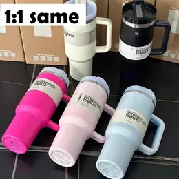 With Logo 40oz H2.0 Stainless Steel Tumblers Cups With Silicone Handle Lid and Straw Big Capacity Car Mugs Vacuum Insulated Water Bottles