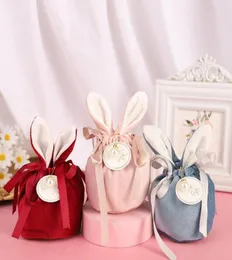 Ostern süße Häschen Geschenkverpackung Taschen Samt Valentinstag Kaninchen Schokolade Süßigkeiten Taschen Hochzeit Geburtstag Party Schmuck Organiz9842779