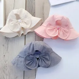 Berets Spring Summer Outdoor Baby Girls Hat Lace Bowknot Fisherman Sun Kids Caps Toddler Sunchreen Cap