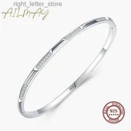 Corrente Ailmay Authentic 925 Sterling Silver Simple Geometric Design CZ Pulseiras para Mulheres Minimalista Fine Jewelry 2021 Novo Estilo Bague YQ231208