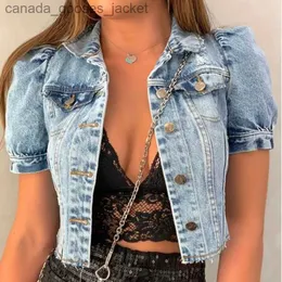 Kvinnorjackor Crop Jean Coat Summer Autumn Clothes Veste Femme Chaqueta Jer Woman Denim Jacket Short Sle Ripped Jeans Jacket Women L231208