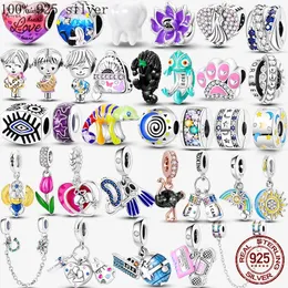 Loose Gemstones 925 Sterling Silver Bead Openwork Sweet Hearts Crown Charms Beads Fit Original Bracelets Bangles DIY For Womens Jewelry