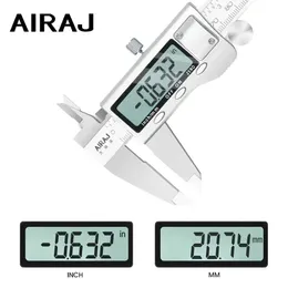 Vernier Calipers Airaj yüksek hassasiyetli dijital kaliper paslanmaz çelik uzun su geçirmez vernier kaliper seviyesi çok fonksiyonlu ölçüm aracı 231207