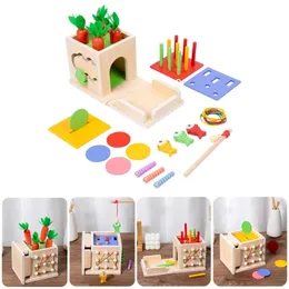 Inteligência brinquedos 8-em-1 Montessori Coin Inserir caixa de madeira brinquedo jogo de pesca fino motor brinquedo sensorial desenvolvimento aprendizagem ajuda crianças presente 231207