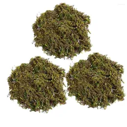 Dekorativa blommor 3 förpackningar Artificial Moss Loven Decoration Simulation Fake Green Plants Ornament för uteplats (cirka 150 g)