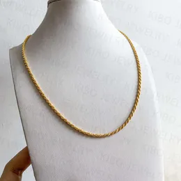 Wholesale Pure Gold Filled Real Solid 24k Solid Gold for Men Rope Link Chains for Mens Hip Hop Necklace
