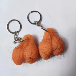 Keychains Lanyards Unique Testicles Keychain Fun Playful Male Genital Organ Pendant Cool Keyring Gift for Men and Women Trendy Car Key Accessory 231208
