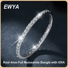 チェーンEWYA REAL GRA認定Dカラー4mm 0.3ct Full Bangle Bracelet for Woman Party S925 STERLING SILVER DIAMOND BRACELETS 231208