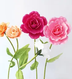 Dekoracyjne kwiaty wieńce gigantyczne sztuczny kwiat fałszywa róża pianka z łodygami do tła ślubnego wystroju okna s3395068