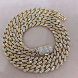 Hip Hop Men Jewelry 10mm Moissanite 14k Gold Plated Cuban Link Chain Necklace Bracelet Cuban Diamond Chain