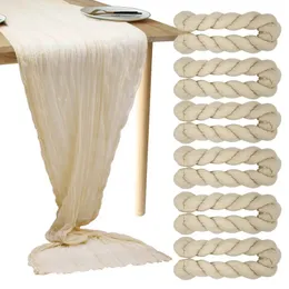 Bordduk 6 Packost Tygbord Runner Rustik Sage Green Tabelduk GASE Bord Runner 35 "X120" Cheesecloth GASE TABELL 231207