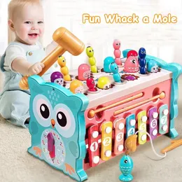 Intelligence toys Baby Montessori Toys 8-in-1Magnetic Fishing Owl Cube Learning Educational Clock Hammer Game with Music Puzzle for Kids Gift 231207
