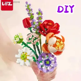 Blocs LOZ Bouquet de fleurs blocs de construction Kit bricolage fleurs bloc jouets ensemble saint valentin Rose briques ensemble cadeau pour filles amis adultes R231208