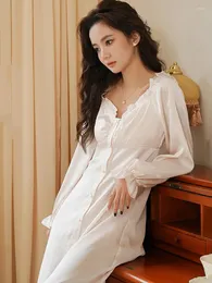 Ropa de dormir para mujer Mujeres Primavera Verano Francés Sexy Camisón Largo Seda Pijamas Manga Hada Ropa para el hogar Victorian Ruffles Princess