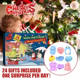 Рождественские игрушки Адвент-календарь 24 дня обратного отсчета-сюрприз слепая коробка мягкие милые животные для снятия стресса резиновые подарки для детей и взрослых 231207