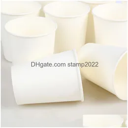 Disposable Dinnerware 50100Pcspack 250Ml Pure White Paper Cups Coffee Tea Milk Cup Drinking Accessories Party Supplies 230810 Drop D Dhoxq