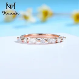 Anéis de casamento Kuololit Bubble Ring 14k 10k 585 Rose Gold para mulheres Marquise Ring Matching Band Engagement para festa meio tamanho fino 231208