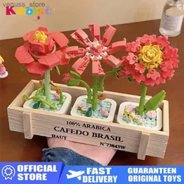 Blocks Bouquet Bausteine Kit DIY Ewige Sonnenblume Blumen Block Kinder Spielzeug Set Rose Topf Ziegel Montage Freundin Geschenke Dekor R231208