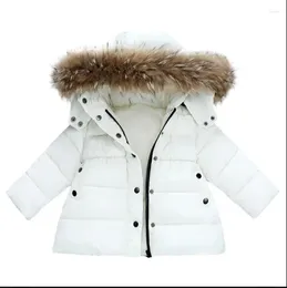 Piumino per ragazze Abbigliamento invernale in cotone per bambini medio e lungo medio e piccolo per bambini coreano in peluche addensato grande colletto in lana cotto