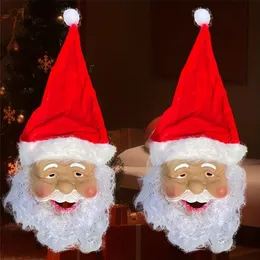 Party Masks 1pc White Beard Old Man Mask Latex Headgear Santa Claus Christmas Wig Dress Up Props L231207