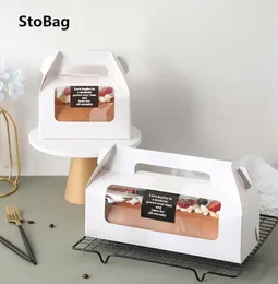 Gift Wrap StoBag 10pcs Handle Cake Packing Boxes Towel Roll Swiss Birthday Party Farvor Handmake With Transparent Window9547276