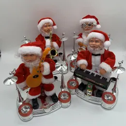 Brinquedo de Natal Suprimentos Elétrico Papai Noel Tocando Piano Saxofone Guitarra Música Piano Eletrônico Natal Boneca Infantil Presente 231208