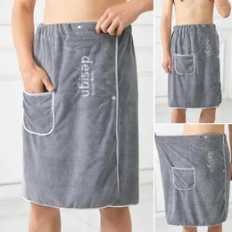 Mäns sömnkläder bad wrap handduk män absorberande snabbt torrt med säkert spänne och ficka för gymmet
