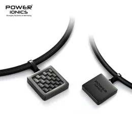 Collane con ciondolo Power Ionics Unisex Tormalina al germanio Nero Fibra di carbonio Ciondolo quadrato Anioni Collana sana 2 lati Indossabile 231207