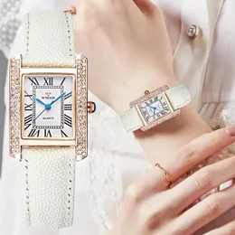 Andere Uhren WWOOR Damenuhr Mode Weißes Leder Damen Handgelenk Wasserdicht Quarzt Diamant s Armband Montre Femme 231207