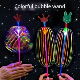Led Rave Toy 1 PCS Gökkuşağı Magic Stick Wand Led Bubble Çiçek Renkli Parlayan Işık Özel El feneri çocuklar Aydınlık 231207