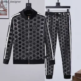 Philipp ﾠ Plein Bear Mens Hoodie Jacket 바지 Crystal Skull Tracksuit Men Hoodies 캐주얼 트랙 슈트 조깅하는 재킷 바지 세트 스포츠 정장 74163 Beeo