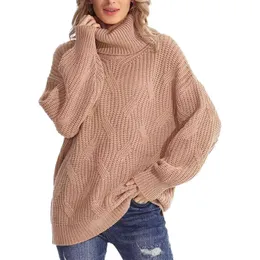 Maglione di design da donna autunno e inverno nuovo maglione lavorato a maglia intrecciato a collo alto allentato pullover a maniche lunghe 467