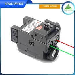 Taktisk ficklampa svart fackla röd grön dubbel laser syn LED -ficklampa combo USB -laddningsbart ljus för 20 mm skena