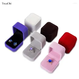 Jewelry Pouches Wholesale 10Pcs Quality Engagement Wedding Velvet Earrings Ring Box Square Amazing Party Display Gift Case Boxes