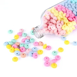 Teathers Toys 50pcs 12mm Baby Silicone Beads Lentils Teether Beading pacifier chain diy netclace Jewelry Pearl Abacus 231207