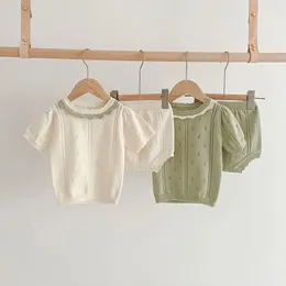 Conjuntos de roupas Kiddiezoom bonito bebê menina topsshorts conjunto de malha nascido terno verão roupas infantis 231207