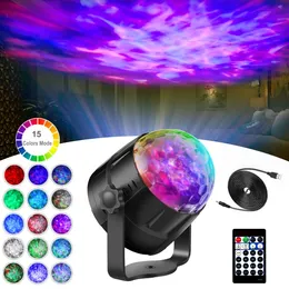 Luci notturne a 15 colori Proiettore a stella a LED Lampada da camera da letto Telecomando Proiettore a cielo stellato LED Nuvola Modello d'acqua Oceano Universo Atmosfera di festa Luce notturna Regalo