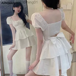 Urban Sexy Dresses Ball Gown Dresses Women Ruffles Sweet Mini Girlish Fashion Puff Sle Casual Korean Style Solid Ss Tender Summer College L231208