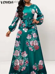 Urban Sexy Dresses VONDA 2023 été longue Robe Maxi femmes imprimé fleuri longue Sle Vintage bohème Robe bouffée Sle ceinture Robe de soirée robe d'été L231208