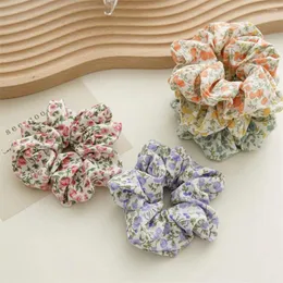 Hårtillbehör Sommartryck Sätttarm Chiffon Korean Style Scrunchies Kvinnlig blommig elastisk rep