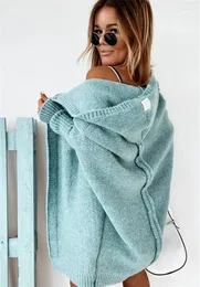 가을 겨울을위한 여자 니트 fsmg 후드 니트 카디건 캐주얼하고 부드러운 버튼이없는 느슨한 느슨한 느슨한 패치 워크 양면 스웨터