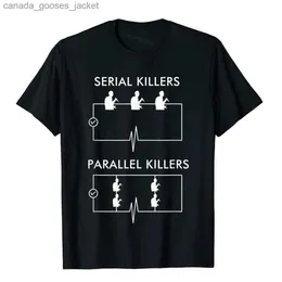 Homens camisetas Serial Killers Assassinos Paralelos T-shirt Eletricista Engraçado Top Camisetas Tops Camiseta Algodão Barato Japão Estilo Geek Boy L231208