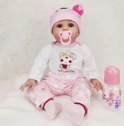 Dolls 4555cm Realistic Reborn Doll Handmade Soft Cloth Body Baby Bebe borm Girl With Pacifier 231207