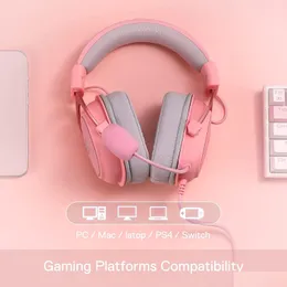 Teclados N Rosa Fone de Ouvido Rgb Wired Gaming Headset - 7.1 Surround Sound MTI Plataformas Fone de Ouvido USB Alimentado para PC / Ps4 / Ns Drop Entregar Dhhap